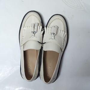Marc Fisher Cream Loafers with Fringe